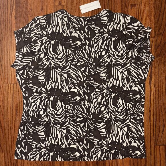 CHARTER CLUB NWT Brown & White Wrap-Style Top - Size 2X - Picture 4 of 5